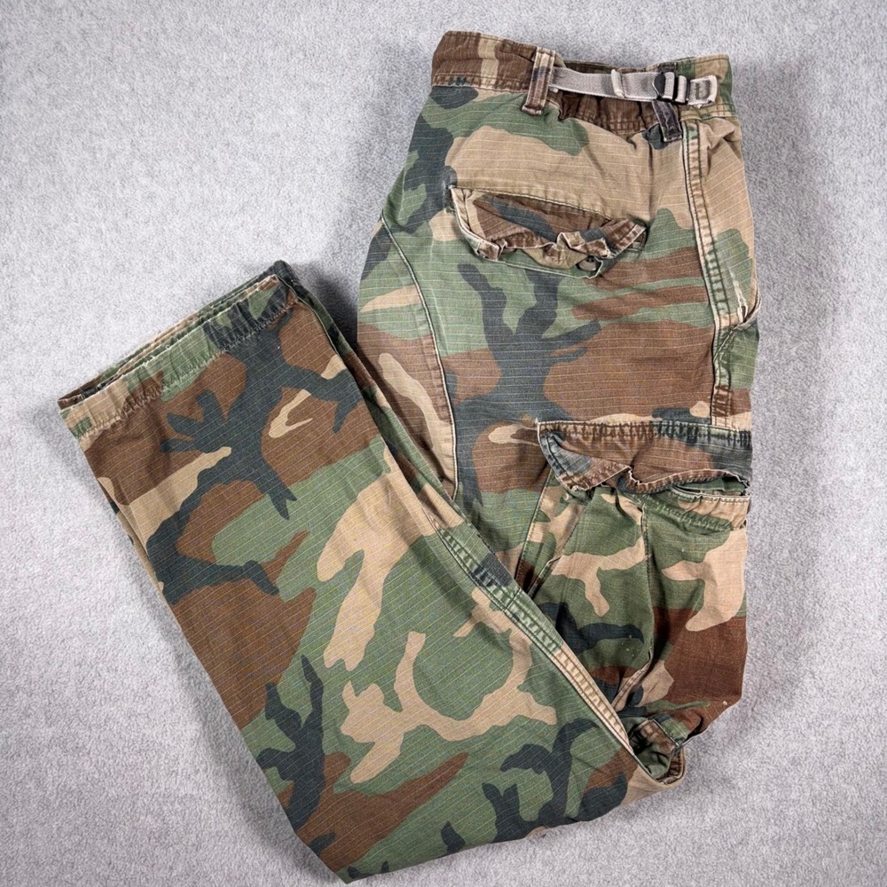 USGI BDU Combat Trousers Mens M Regular Green Woodland Camo Ripstop 31x29